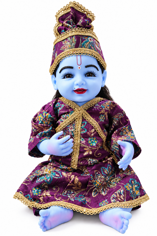 21 Inch Purple & Golden Designer Silicon Laddu Gopal Poshak