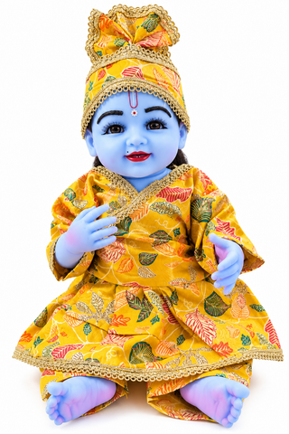 21 Inch Yellow & Golden Designer Silicon Laddu Gopal Poshak
