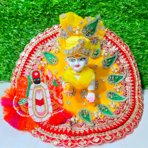 Premium Designer Laddu Gopal Poshak with Shrinathji Theme | Mukut & Mala Included