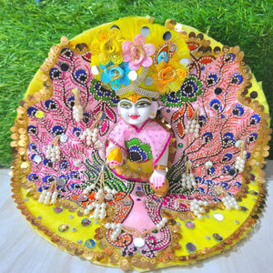 Premium Peacock Designer Laddu Gopal Poshak with Mukut & Mala
