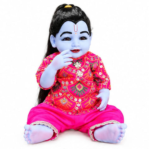 21 Inch Laddu Gopal Poshak – Pink Designer Dress Set