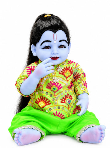 21 Inch Laddu Gopal Poshak – Green Designer Dress Set