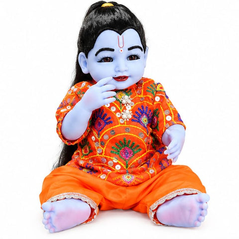 21 Inch Laddu Gopal Poshak – Orange Designer Dress Set