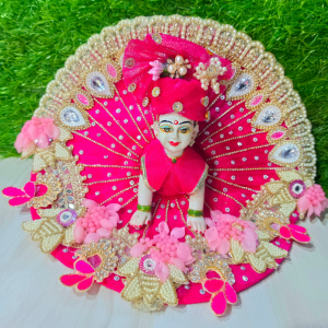 Premium Hot Pink Designer Laddu Gopal Poshak | Mukut & Mala Included