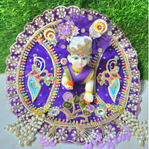 Premium Purple Peacock Designer Laddu Gopal Poshak | Mukut & Mala Included