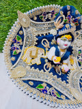 Premium Royal Elephant Designer Laddu Gopal Poshak with Mukut (Navy Blue)