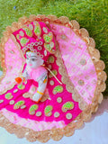 Premium Designer Laddu Gopal Poshak with Mukut & Mala (Royal Pink)
