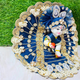 Premium Royal Designer Laddu Gopal Poshak with Mukut & Mala (Navy Blue)