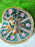 Premium Designer Laddu Gopal Poshak with Mukut & Mala (Emerald Green)