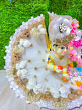 Premium Floral Designer Laddu Gopal Poshak with Mukut (White)