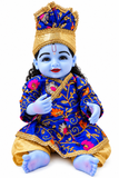 21 Inch Silicon Laddu Gopal Poshak – Royal Blue & Golden Designer Dress