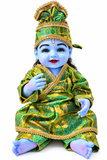 21 Inch Green & Golden Designer Silicon Laddu Gopal Poshak