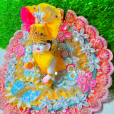 Premium Yellow Pink Floral Designer Laddu Gopal Poshak