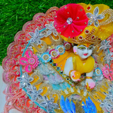 Premium Yellow Pink Floral Designer Laddu Gopal Poshak