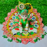 Premium Green Cow Theme Designer Laddu Gopal Poshak with Mukut & Mala