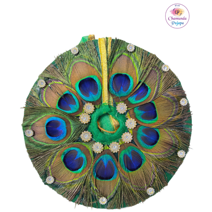 Peacock Feather Designer Laddu Gopal Shringar – Green & Golden Premium Design