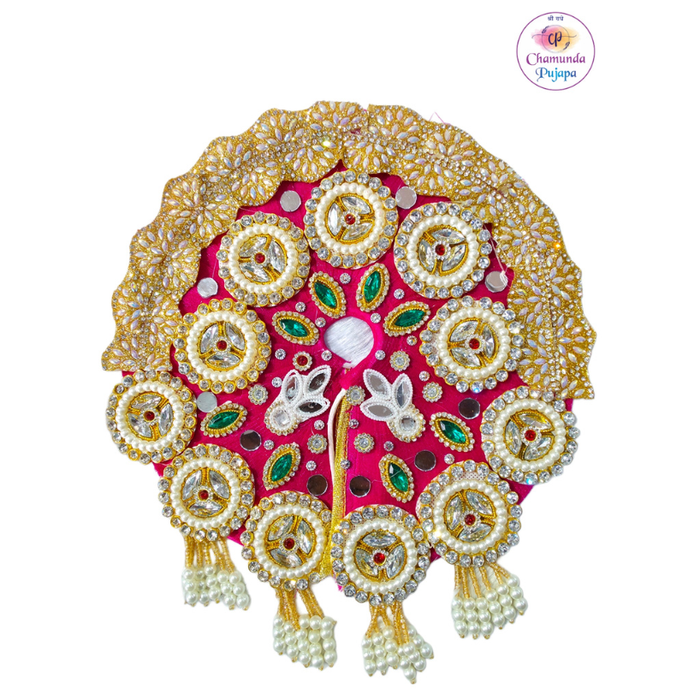 Pink & Golden Designer Laddu Gopal Shringar Set – Pearl & Stone Work