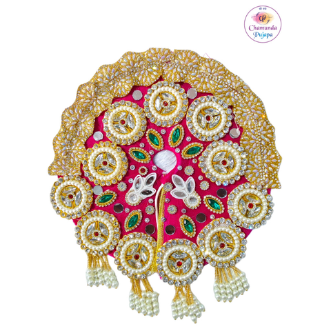 Pink & Golden Designer Laddu Gopal Shringar Set – Pearl & Stone Work