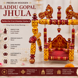 Designer Wooden Laddu Gopal Sinhasan / Jhula – Handmade Traditional Design