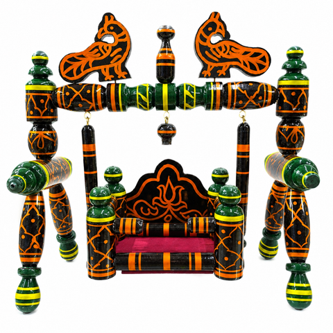 Janmashtami Special Wooden Laddu Gopal Jhula | Hand Painted Jhula for Kanha Ji