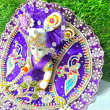Premium Purple Peacock Designer Laddu Gopal Poshak | Mukut & Mala Included