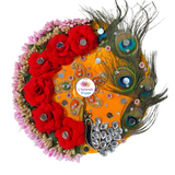 Orange & Red Rose Designer Laddu Gopal Shringar Set – Peacock Feather Work