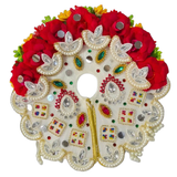 White & Red Designer Laddu Gopal Shringar Set – Rose, Pearl & Stone Work