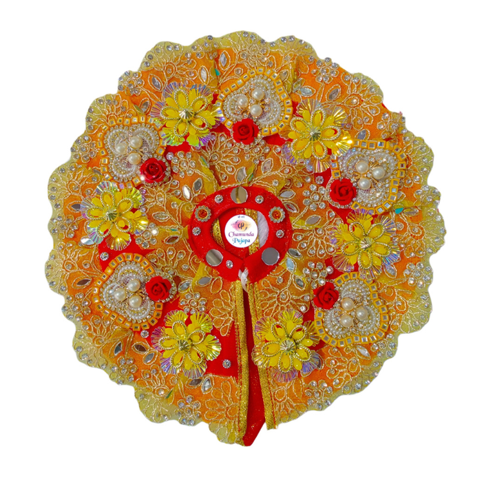Red & Yellow Floral Designer Laddu Gopal Shringar Set