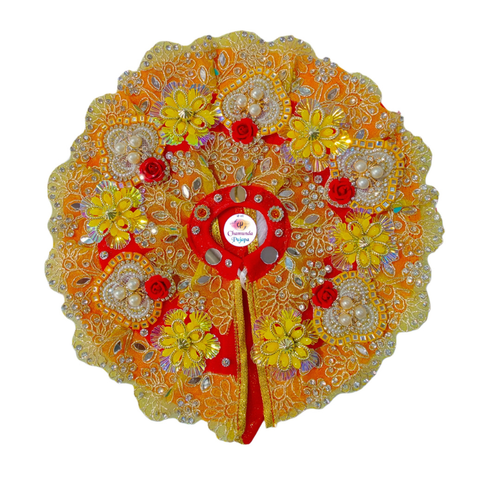 Red & Yellow Floral Designer Laddu Gopal Shringar Set