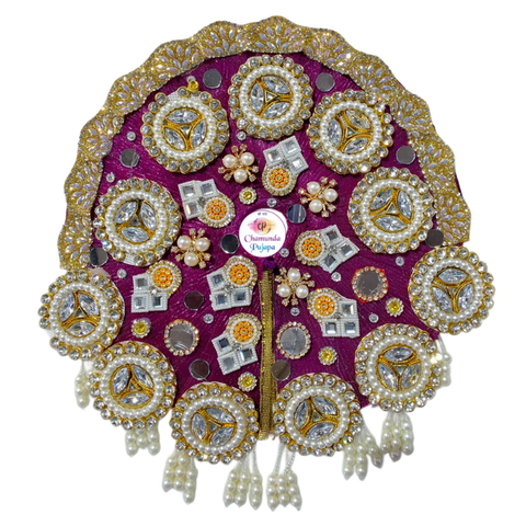 Wine & Golden Designer Laddu Gopal Shringar Set – Pearl & Stone Work