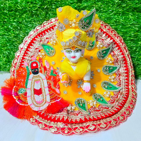 Premium Designer Laddu Gopal Poshak with Shrinathji Theme | Mukut & Mala Included