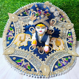 Premium Royal Elephant Designer Laddu Gopal Poshak with Mukut (Navy Blue)