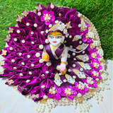 Premium Floral Designer Laddu Gopal Poshak with Mukut & Mala (Royal Magenta)