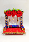 Designer Laddu Gopal Sinhasan – Red & Blue Royal Velvet Seat