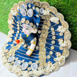 Premium Royal Designer Laddu Gopal Poshak with Mukut & Mala (Navy Blue)