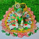Premium Green Cow Theme Designer Laddu Gopal Poshak with Mukut & Mala