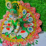Premium Green Cow Theme Designer Laddu Gopal Poshak with Mukut & Mala