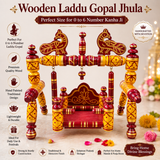 Designer Wooden Laddu Gopal Sinhasan / Jhula – Handmade Traditional Design