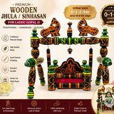 Premium Wooden Laddu Gopal Jhula / Sinhasan – Traditional Peacock Design