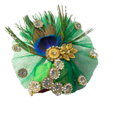 Peacock Feather Designer Laddu Gopal Shringar – Green & Golden Premium Design