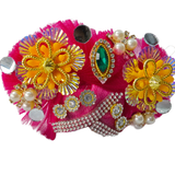 Pink & Golden Designer Laddu Gopal Shringar Set – Pearl & Stone Work