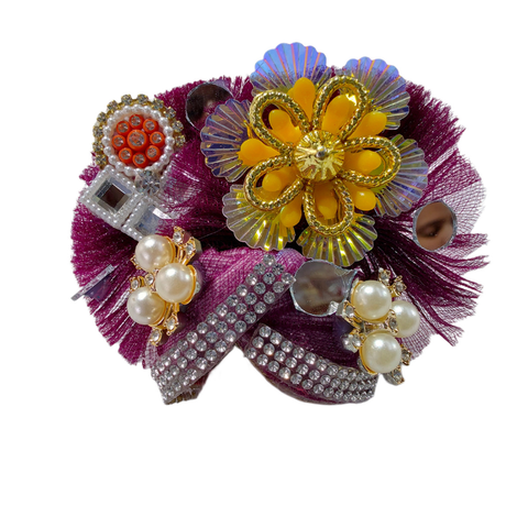 Wine & Golden Designer Laddu Gopal Shringar Set – Pearl & Stone Work