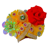 Orange & Red Rose Designer Laddu Gopal Shringar Set – Peacock Feather Work