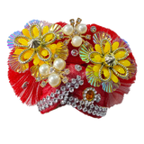 Red & Yellow Floral Designer Laddu Gopal Shringar Set
