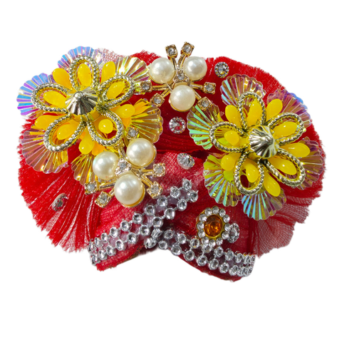Red & Yellow Floral Designer Laddu Gopal Shringar Set