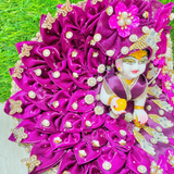 Premium Floral Designer Laddu Gopal Poshak with Mukut & Mala (Royal Magenta)