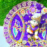Premium Purple Peacock Designer Laddu Gopal Poshak | Mukut & Mala Included