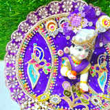 Premium Purple Peacock Designer Laddu Gopal Poshak | Mukut & Mala Included